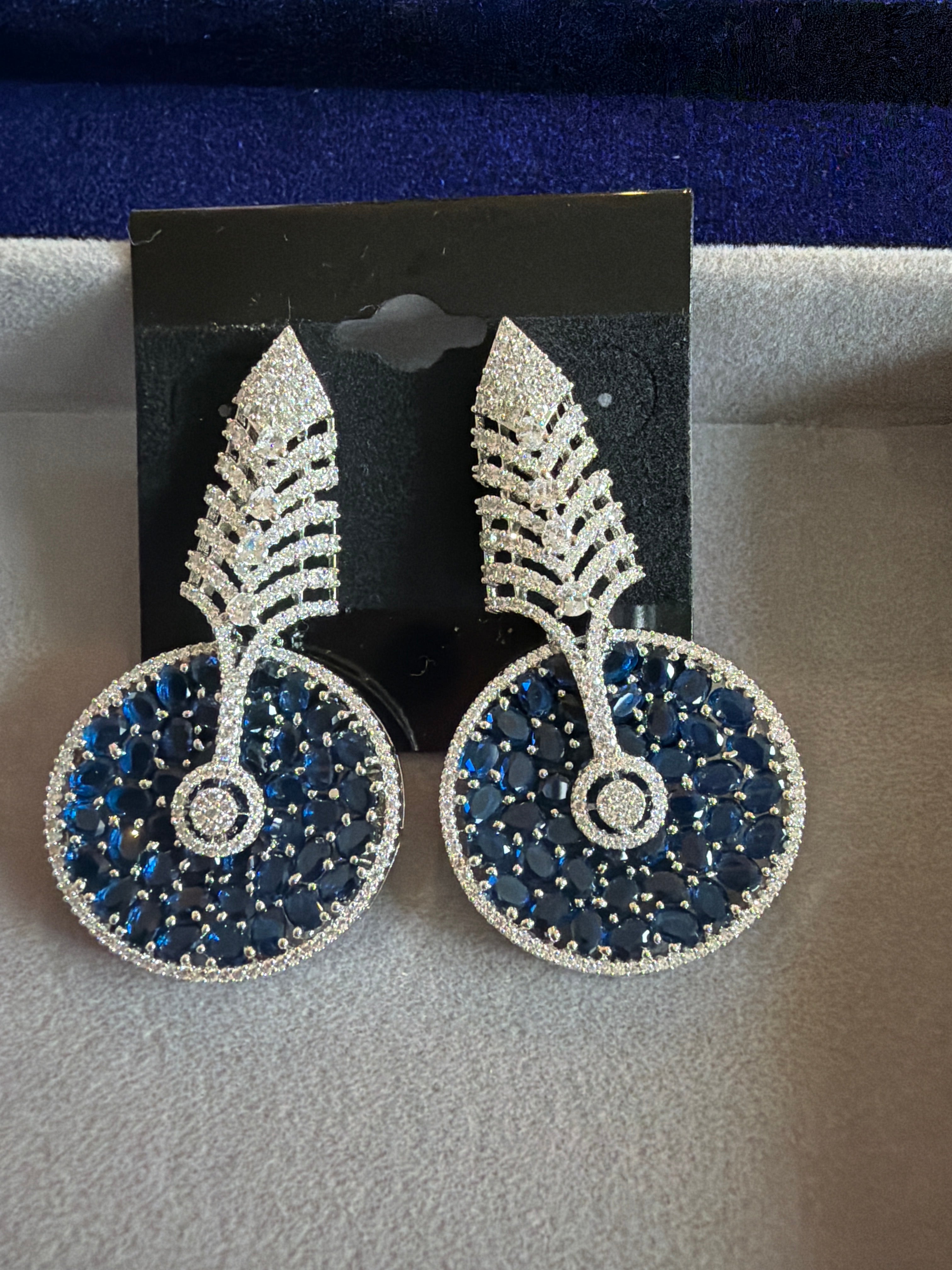 Blue and white stone earrings